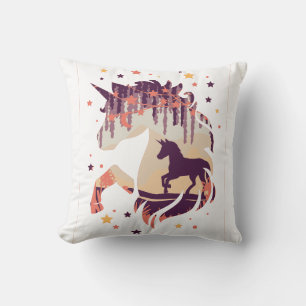 Elegant Unicorn Purple Mythical Fantasy Horse Cushion