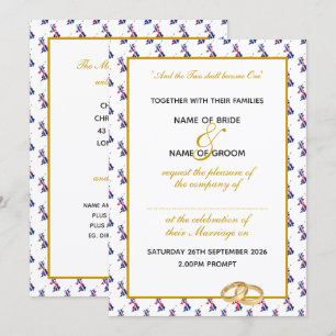 Elegant UNION JACK UK with Gold Script Wedding Invitation