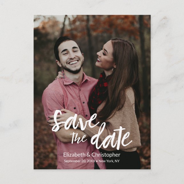 "Elegant Union" Personalised Modern Save the Date  Announcement Postcard (Front)