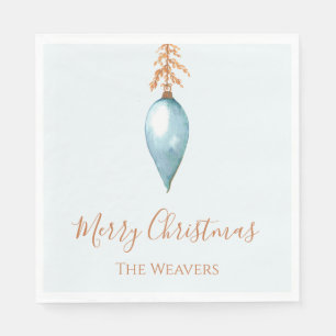 Elegant Unique Blue Watercolor Custom Christmas Napkin