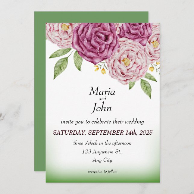 Elegant Unique Chic Romantic Minimalist Classic Invitation (Front/Back)