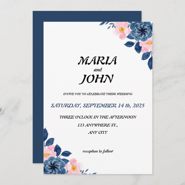 Elegant Unique Chic Romantic Minimalist Classic Invitation (Front/Back)