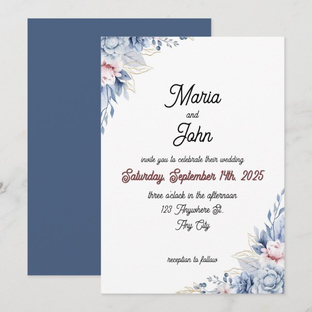 Elegant Unique Chic Romantic Minimalist Classic  Invitation (Front/Back)
