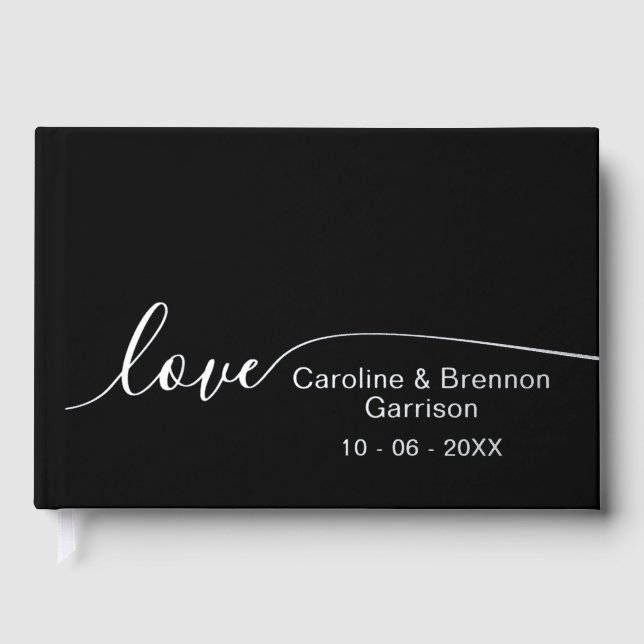 Elegant Unique Couple Names Love Text Gold Guest Book (Front)