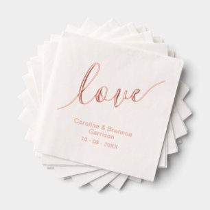 Elegant Unique Couple Names Love Text Rose Gold Foil Napkins