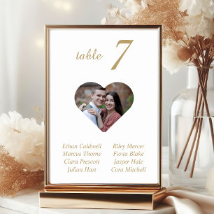 Elegant Unique Gold Photo Wedding Seating Chart Table Number