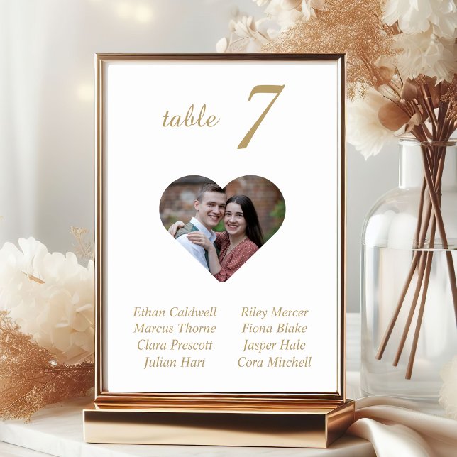 Elegant Unique Gold Photo Wedding Seating Chart Table Number (Creator Uploaded)