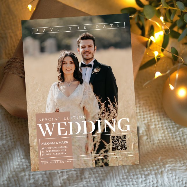 Elegant Unique Magazine Cover Save the date Invitation (Creator Uploaded)