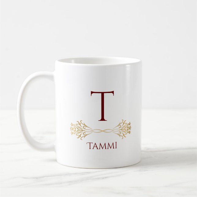 Elegant Unique Personalise Monogram Name Christmas Coffee Mug (Left)