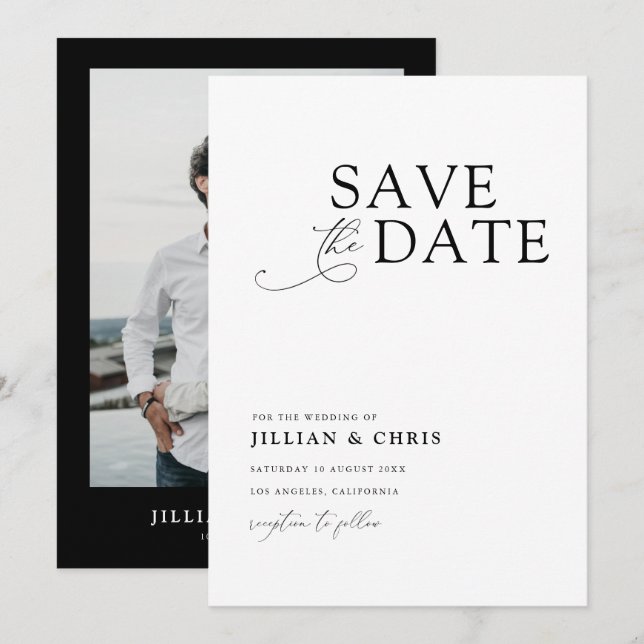 Elegant Unique Photo wedding Invitation (Front/Back)