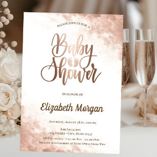 Elegant Unique Rose Gold Baby Foots Baby Shower Invitation