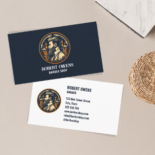 Elegant Unique Vintage Barber Shop Hair Stylist Business Card