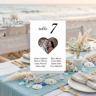 Elegant Unique White Photo Wedding Seating Chart Table Number