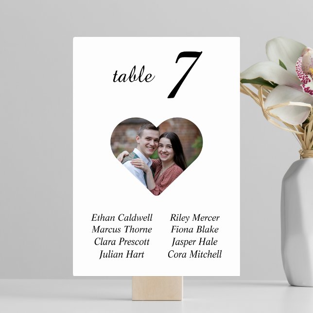 Elegant Unique White Photo Wedding Seating Chart Table Number (Creator Uploaded)