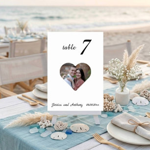 Elegant Unique White Photo Wedding Table Number