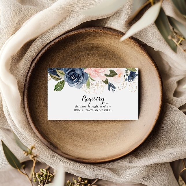 Elegant Unique Winter Floral Wedding Gift Registry Enclosure Card (Creator Uploaded)