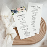 Elegant Unique Winter Floral Wedding Program Programme<br><div class="desc">This elegant unique winter floral wedding program is perfect for a modern wedding.  The design features beautiful hand-painted dark blue,  blue,  navy,  pink ,  blush,  gold flowers and green foliage,  bunched into elegant bouquets.</div>