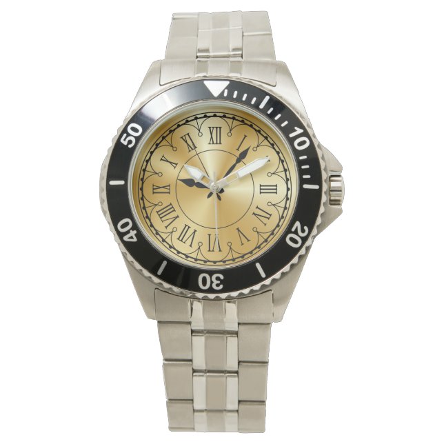 Elegant Unisex Oversize Stainless Steel Bracelet Watch (Front)