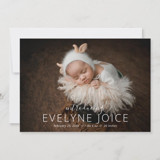 Elegant Unisex Photo Collage Newborn Baby Announcement (Front)