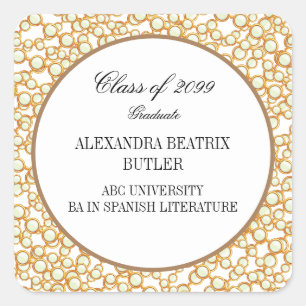 Elegant University Master's Grad Graduation Party Square Sticker