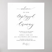 Elegant Unplugged Ceremony Vertical Wedding Sign