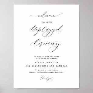 Elegant Unplugged Ceremony Vertical Wedding Sign