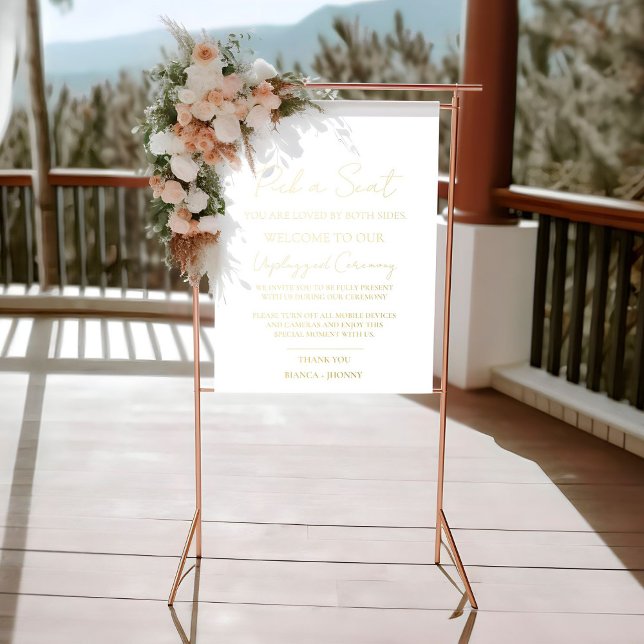 Elegant Unplugged Ceremony Wedding Welcome Sign (Creator Uploaded)