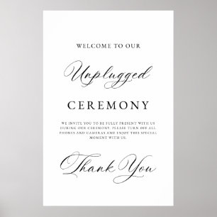 Elegant Unplugged Wedding Ceremony Sign   Modern 