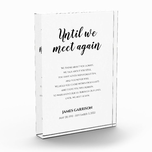 Elegant Until We Meet Again Memorial Poem Photo Block (Left)