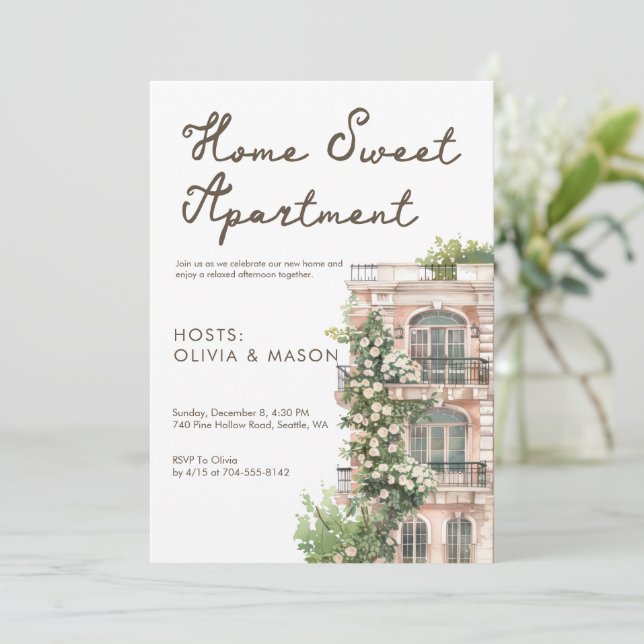 Elegant Urban Apartment Housewarming Invitation (Standing Front)