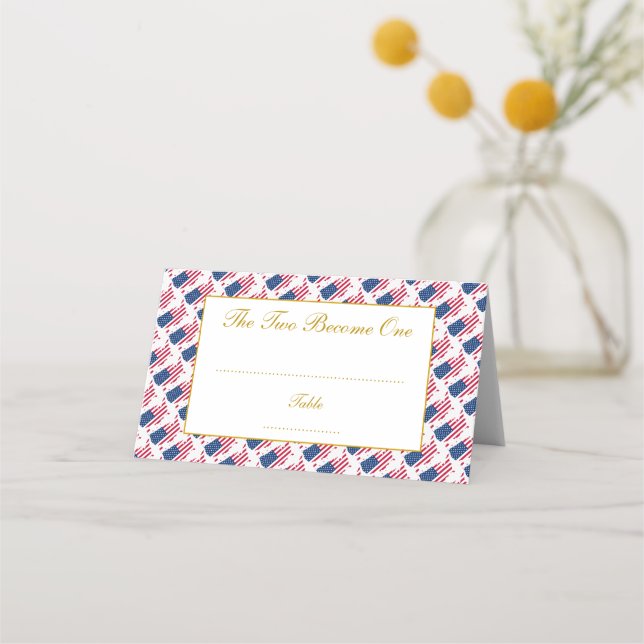 Elegant US AMERICA Wedding Celebration Place Card (Front)