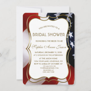 Elegant USA Flag Gold Bridal Shower Invite