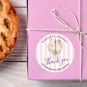 Elegant Utensils Cooking Bakery Thank you Classic Round Sticker