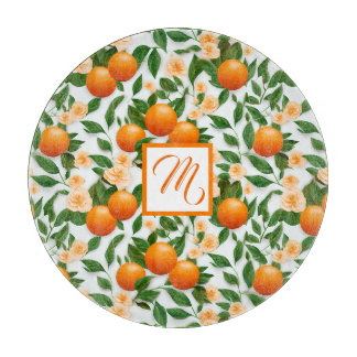 Elegant Valencia Orange and Blossom Cutting Board