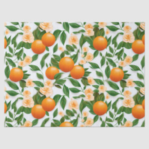 Elegant Valencia Orange Floral  Tissue Paper