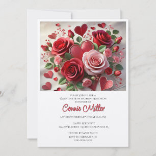 Elegant  Valentine Birthday Luncheon  Invitation
