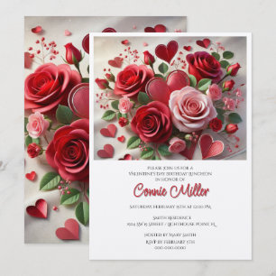 Elegant  Valentine Birthday Luncheon  Invitation