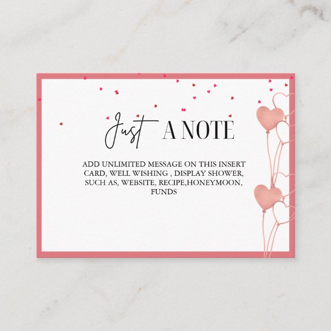 Elegant Valentine Bridal Shower Display  card (Front)