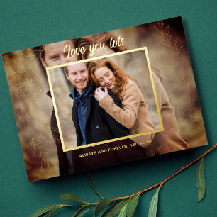 Elegant Valentines Day 3 photo Foil Holiday Card