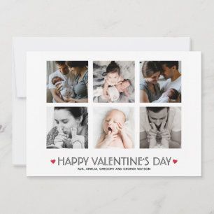 Elegant Valentine's Day 6 Square Photo Collage Holiday Card
