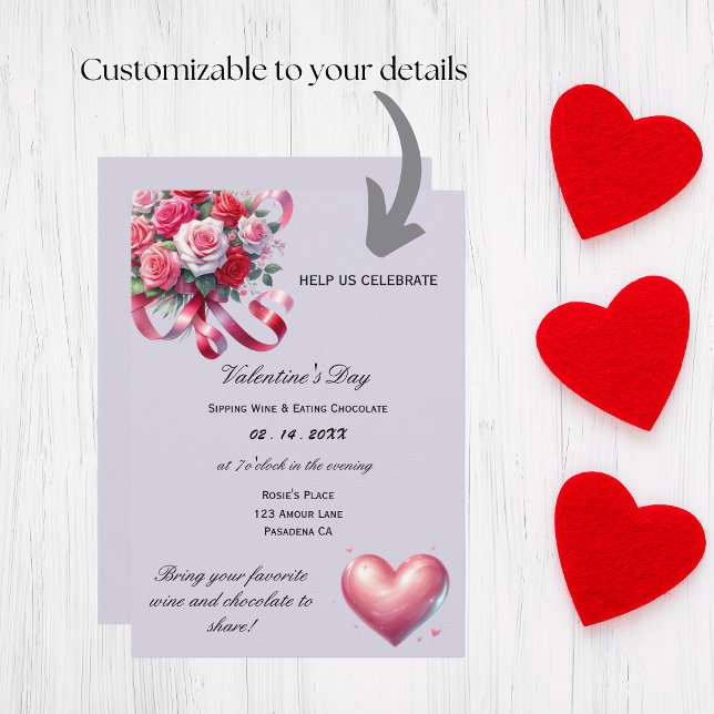 Elegant Valentine's Day Celebration Invitation (Gather friends for a special night with this elegant valentine's invitation)