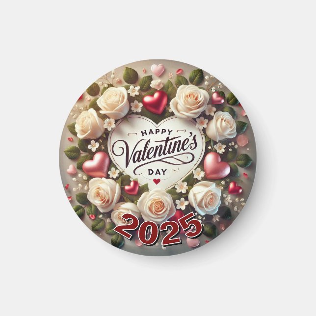 Elegant Valentine's Day Design with Roses Magnet (Front)