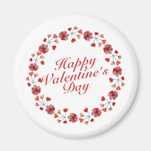 Elegant Valentine's Day Floral Wreath   Magnet