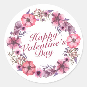Elegant Valentine's Day Floral Wreath Sticker