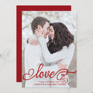 Elegant Valentine's Day Love Script Photo Holiday Card