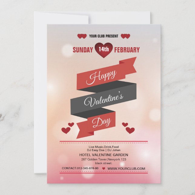 elegant valentines day party flyer invitation (Front)