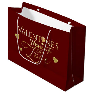 Elegant Valentine's day Red and Gold Calligraphy  Large Gift Bag