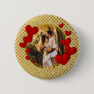 Elegant Valentines, Love, Anniversary Red Heart 6 Cm Round Badge
