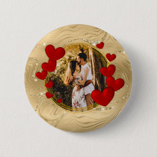 Elegant Valentines, Love, Anniversary Red Heart 6 Cm Round Badge