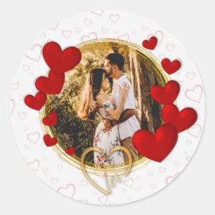 Elegant Valentines, Love, Anniversary Red Heart Classic Round Sticker